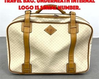 Lot 40 Vintage Gucci Luggage Travel Bag. Underneath internal logo is serial number.