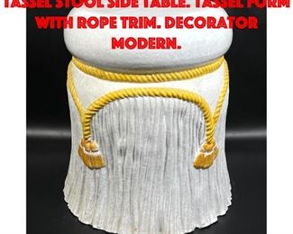 Lot 52 Italian Glazed Pottery Tassel Stool Side Table. Tassel form with rope trim. Decorator Modern.