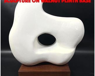 Lot 57 Arp Style Abstract Plaster Sculpture on Walnut Plinth Base