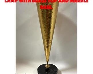 Lot 61 Italian Torchiere Cone Table Lamp with brass top and marble base.