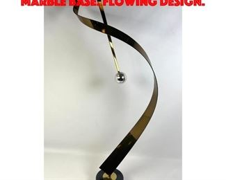 Lot 72 C JERE Ribbon Sculpture on Marble Base. Flowing design.