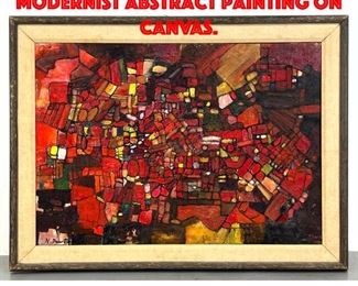 Lot 78 NATALIA DUMITRESCO Modernist Abstract Painting on Canvas.