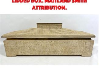Lot 90 Travertine Marble Tesserae Lidded Box. MAITLAND SMITH Attribution.