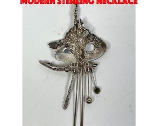 Lot 94 Brutalist Mid Century Modern Sterling Necklace
