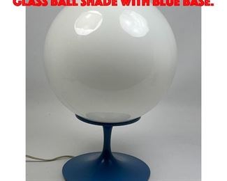 Lot 100 Stemlite Style Table Lamp. Glass ball shade with blue base.