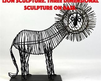 Lot 104 Weinberg Style Wire Large Lion Sculpture. Three dimensional sculpture on base.