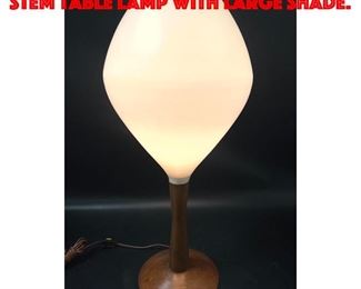 Lot 109 Mid Century Modern Wood Stem Table Lamp with Large Shade.