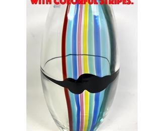 Lot 112 TOSO Murano Glass Vase with Colorful stripes.