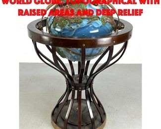 Lot 118 Edward Wormley Style World Globe. Topographical with raised areas and deep relief