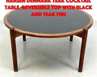 Lot 128 HANS WEGNER for Johannes Hansen Denmark teak cocktail table. Reversible top with black and teak fini