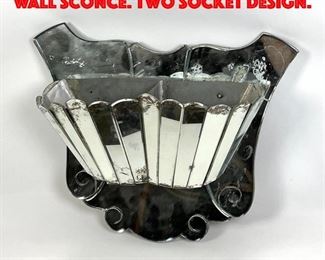 Lot 141 Art Deco Style Mirrored Wall Sconce. two socket design.