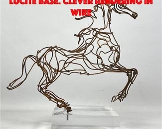 Lot 162 Wire Horse sculpture on Lucite base. Clever rendering in wire