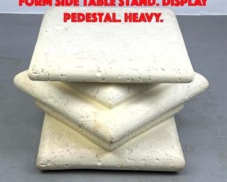 Lot 172 Travertine Style Stacked Form Side Table Stand. Display Pedestal. Heavy.