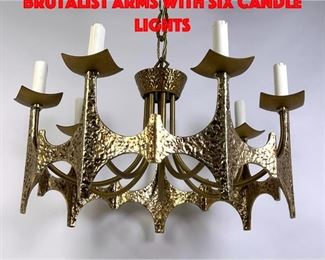Lot 176 Moe Bridges Chandelier. Brutalist arms with six candle lights