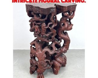 Lot 178 Asian Carved Root Table. Intricate figural carving.