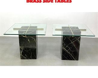 Lot 179 Pair ARTEDI marble and brass side tables