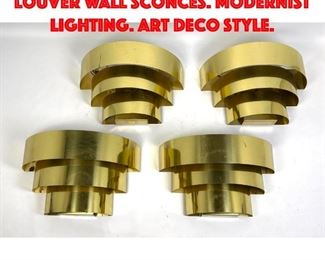 Lot 185 2Pr Brass Semi Round Louver Wall Sconces. Modernist lighting. Art Deco Style.