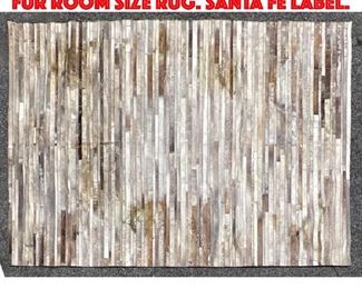 Lot 186 9 x 12 Pieced Leather Hide Fur Room Size Rug. SANTA FE Label.