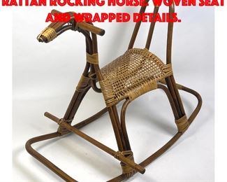 Lot 187 Albini style Bamboo and Rattan Rocking Horse. Woven seat and wrapped details.