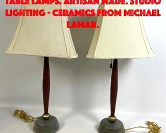 Lot 194 Pr ALTAMIRA Art Pottery Table Lamps. Artisan Made. Studio Lighting Ceramics from MICHAEL LAMAR.