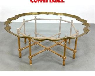 Lot 195 Baker Style Brass Tray Top Coffee Table.