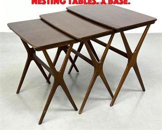 Lot 236 3pc set Danish Modern Nesting Tables. X base.