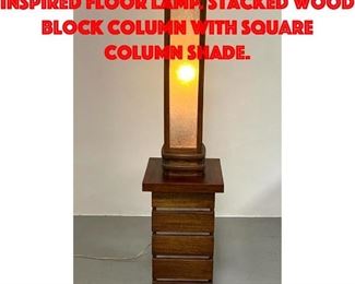 Lot 243 1990 Frank Lloyd Wright inspired Floor Lamp. Stacked wood block column with Square Column Shade.