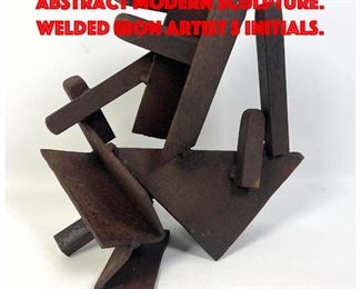 Lot 253 Signed Assembled Metal Abstract Modern Sculpture. Welded Iron artist s initials.