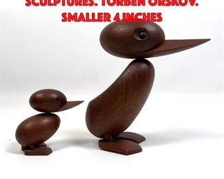 Lot 256 2pcs HANS BOLLING Bird Sculptures. Torben Orskov. Smaller 4 inches