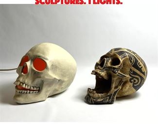 Lot 260 2pcs Decorative skull sculptures. 1 lights.