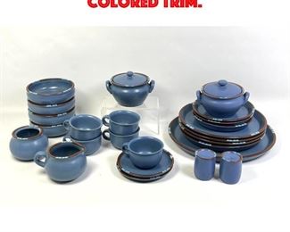 Lot 271 DANSK Blue Dinnerware. Colored Trim.