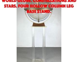 Lot 277 Lucite Celestial Double World Globe. Constellations and stars. Four Hollow Column Leg Base Stand.