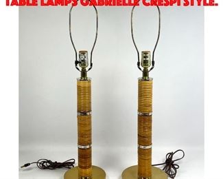 Lot 282 Pair of Rattan Wrapped Table Lamps Gabrielle Crespi style.