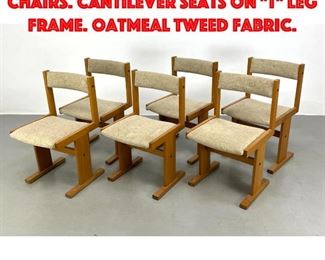 Lot 288 Gangso Mobler Set 6 Dining Chairs. Cantilever seats on T Leg Frame. Oatmeal tweed fabric.