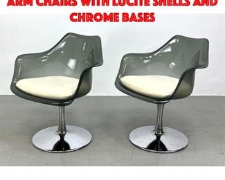 Lot 289 Chromecraft style Dining Arm Chairs with lucite shells and chrome bases