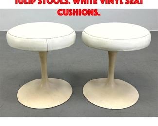 Lot 302 Pr EERO SAARINEN for KNOLL Tulip Stools. White Vinyl Seat Cushions.