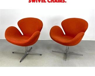 Lot 307 Pair Swan Style Swivel Chairs.