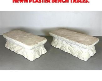 Lot 309 Pair Sirmos Style Rough Hewn Plaster Bench Tables.