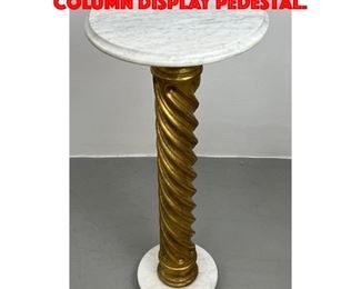 Lot 318 Marble Top Gilt Swirl Fluted Column Display Pedestal.