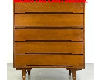 Lot 350 STANLEY American Modern Walnut Tall Chest Dresser.