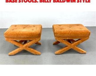 Lot 360 Pair fully upholstered X base stools. Billy Baldwin style