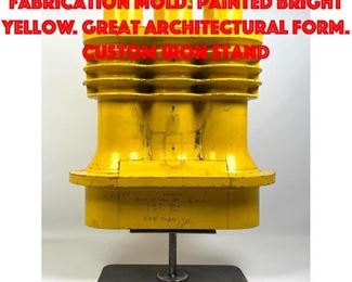 Lot 373 Industrial Wood Fabrication Mold. Painted Bright Yellow. Great architectural form. Custom iron stand