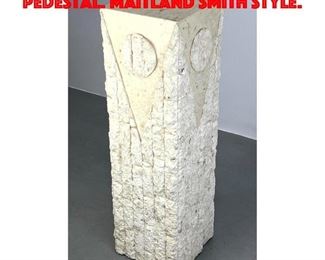 Lot 374 Stone Laminate Decorative Pedestal. Maitland smith style.