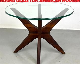 Lot 391 Adrian Pearsall side table, Round Glass Top. American Modern