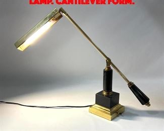 Lot 397 Brass and marble Desk Lamp. cantilever form.