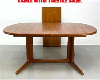 Lot 406 Danish Modern Teak Dining table with trestle base.