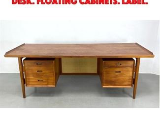 Lot 413 SIBAST Danish Modern Teak Desk. Floating Cabinets. Label.