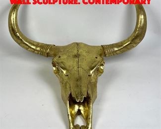 Lot 414 Gold Finish Resin Steer Skull Wall sculpture. Contemporary