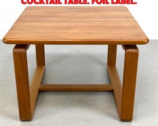 Lot 419 K.D. Furniture Teak Coffee Cocktail Table. Foil Label.