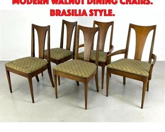Lot 422 Set 5 LENOIR American Modern Walnut Dining Chairs. Brasilia style.